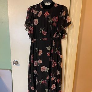 Black Floral Maxi Evening Gown